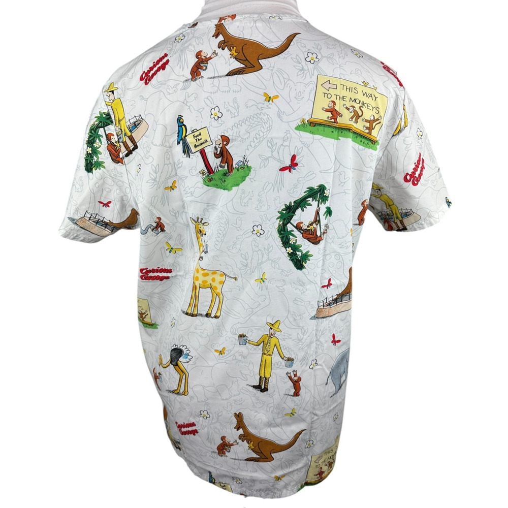 ✨2/$20 Curious George Adventures Cartoon Nurse CNA V-Neck Scrub Top Large - Picture 9 of 13